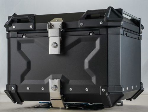 45L Waterproof Motorcycle Top Box with Stainless Steel Lock & Backrest & Soft leather lining