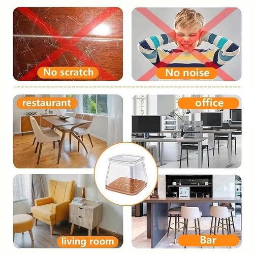 Clear All-in-One Chair Leg Protectors – Fit Any Shape & Size. Protect Your Chairs, Floors, and Ears!(More you buy, more you save!)🕶️
