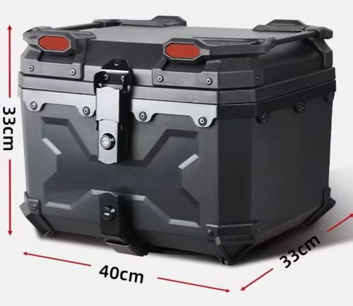 45L Waterproof Motorcycle Top Box with Stainless Steel Lock & Backrest & Soft leather lining