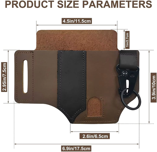 Multifunctional Leather Tool Case, Portable Belt Holster, EDC Leather Belt Organizer for Knives, Flashlights, Tactical Pens, Tools
