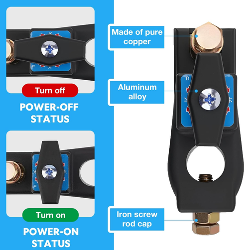 Smart Car Battery Disconnect Switch - Buy one, get one free. Pure Copper, Heavy Duty Anti-Leakage Isolator Switch for 12V&24V Systems, Prevents Battery Drain, Compatible with Cars, Motorcycle, Trucks, and Boats