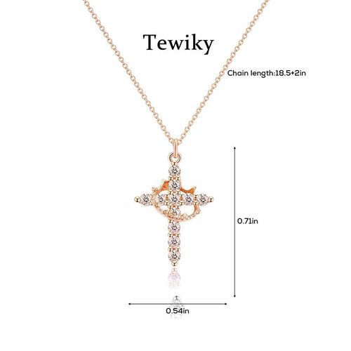 「Crown & Cross Pendant Necklace | Light Luxury Multi-Hue Design for Daily & Occasional Elegance」