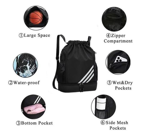 Large Capacity Drawstring Backpack, Independent Shoe Compartment, Ideal for Outdoor Sport Basketball Football Yoga Fitness, Basketball Equipment