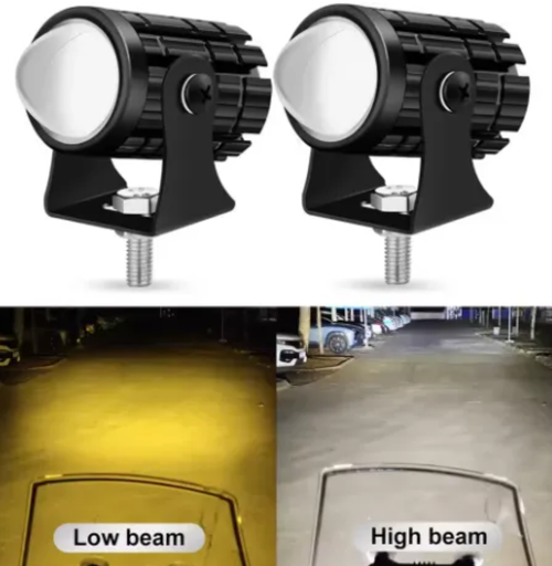 💡2-Pack Mini LED Driving Lamps with Switch, Dual Color High Brightness Spotlight for Motorcycles & Automobiles