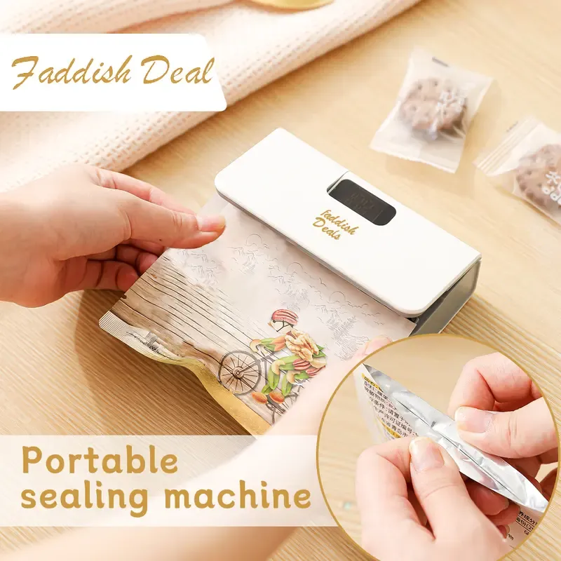 🧲 Magnetic Mini Bag Sealer - Tight Seal, Space-Saving, Black & White Options