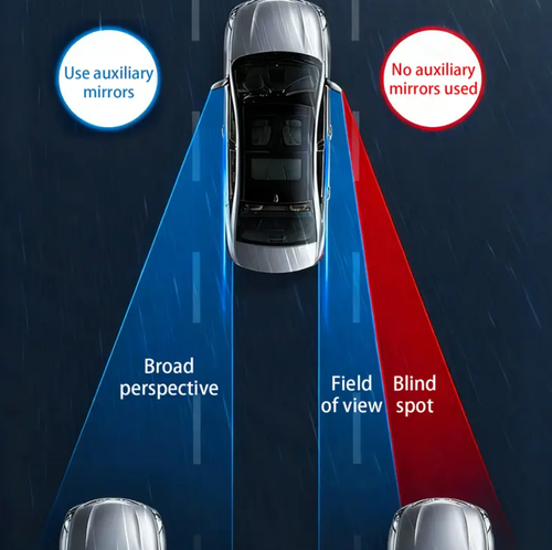 2pcs Carbon Fiber Textured Blind Spot Mirrors with 360° Rotation, Convex Rain Guard & Left Side Installation - Fit for All Cars, Trucks, SUVs - Keeps You Dry in Rain, Enhances Visibility, Vehicle Safety Accessories, Modern Car Accessory, Durable Mirror