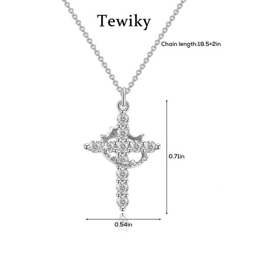 「Crown & Cross Pendant Necklace | Light Luxury Multi-Hue Design for Daily & Occasional Elegance」