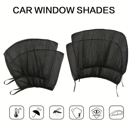 (4 piece pack) Car Front Rear Side Window Sunshade Visor Shade Mesh Insulation Anti-mosquito UV Screen Protector Curtain Styling