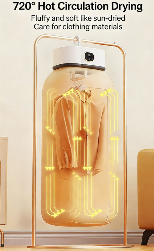 🔥 720° Hot Air Circulation Clothes Dryer - Fast Drying for 10 Garments, UV Sterilization, No Installation Needed, Foldable & Space-Saving Portable Laundry Dryer.Tackle damp, rainy days with ease!