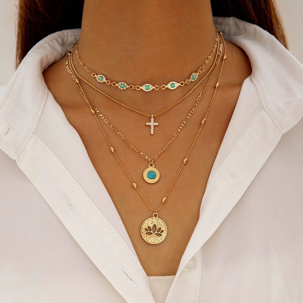 Tassel Necklace with Alloy Rhinestones, Exaggerated Tassel Pendant