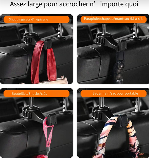 Crochets de siège auto 2 en 1 pour sacs et sacs à main avec support de téléphone : Achetez-en 2, obtenez-en 2 gratuits
