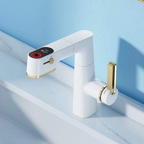 Robinet de lavabo extractible à affichage LED à 3 modes de débit d'eau