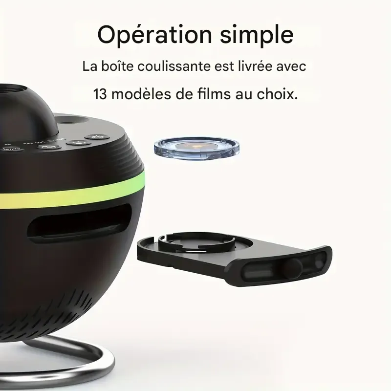 Projecteur LED ciel étoilé 13 en 1 avec film HD remplaçable et veilleuse de bureau alimentée par USB