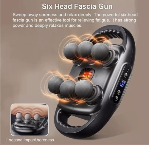 Pistolet de Massage à 6 Têtes – Soulagement Profond & Immédiat 💪🌀
