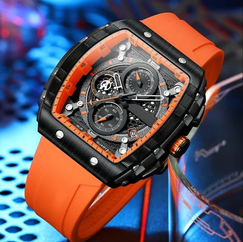 Montre à quartz multifonctionnelle pour homme, style futuriste cyberpunk