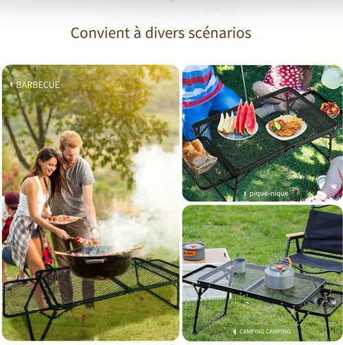 🍢Table de barbecue extensible et pliante en métal