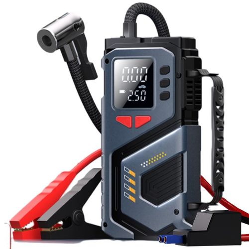 Compresseur d'air portable puissant 6000 mAh, 150 PSI, démarreur de secours, gonflage de pneus de voiture avec booster de batterie, mini pompe à air