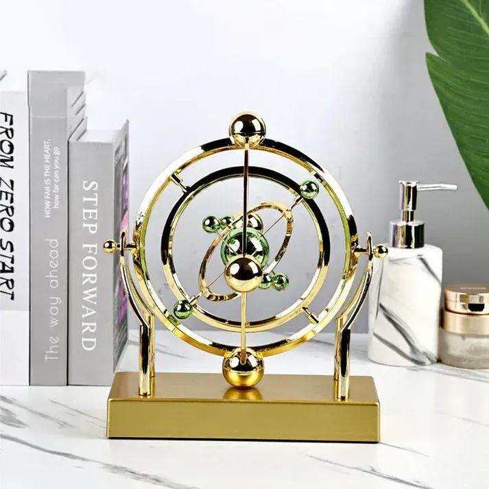 Pendule à mouvement perpétuel en orbite céleste - Décoration rotative créative pour la maison