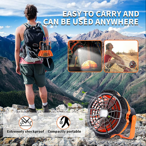 🔥Ventilateur de camping portable avec lanterne LED🔥