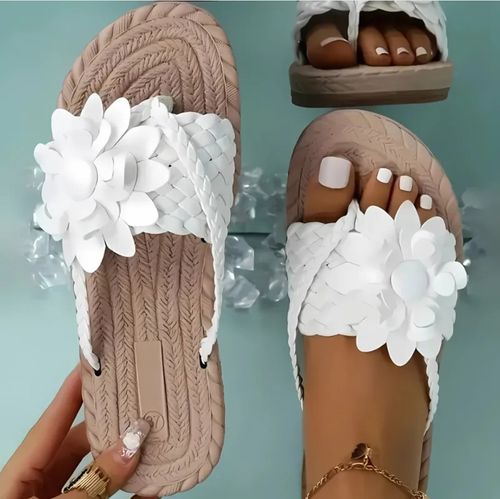🔥 Chaussons plats à soutien de la voûte plantaire florale pour femmes