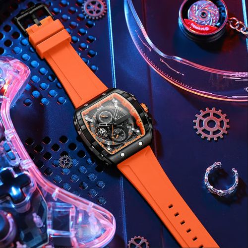 Montre à quartz multifonctionnelle pour homme, style futuriste cyberpunk