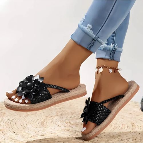 🔥 Chaussons plats à soutien de la voûte plantaire florale pour femmes