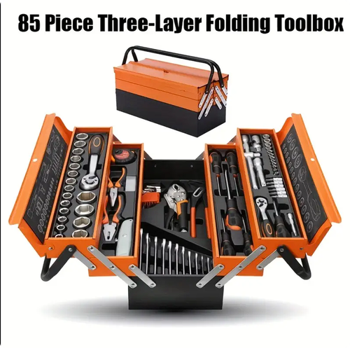 Coffret à outils de quincaillerie 85 pièces, jeu de clés à cliquet manuel, clé rapide à 72 dents de qualité industrielle, clé mixte à douille