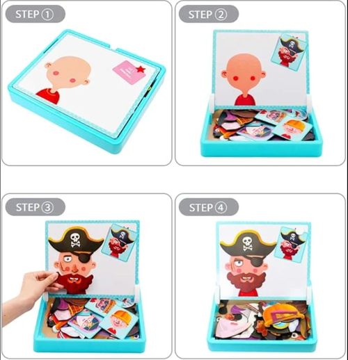 Puzzle magnétique pour enfants, jeu de voyage, déguisement, double face, jouet éducatif préscolaire