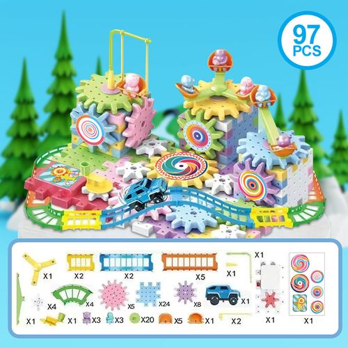 Blocs de construction d'engrenages électriques assemblés pour enfants