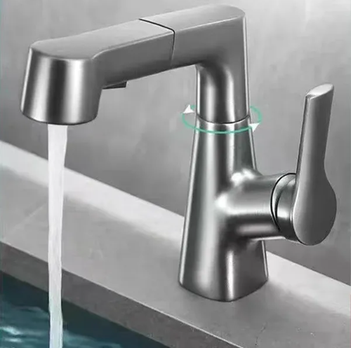 Robinet de salle de bain monotrou avec douchette extractible