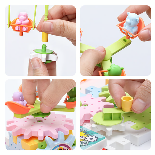 Blocs de construction d'engrenages électriques assemblés pour enfants