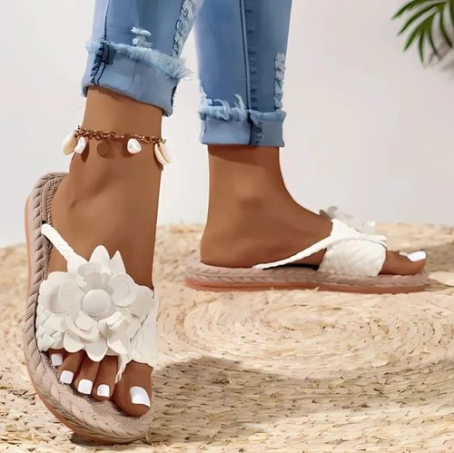 🔥 Chaussons plats à soutien de la voûte plantaire florale pour femmes