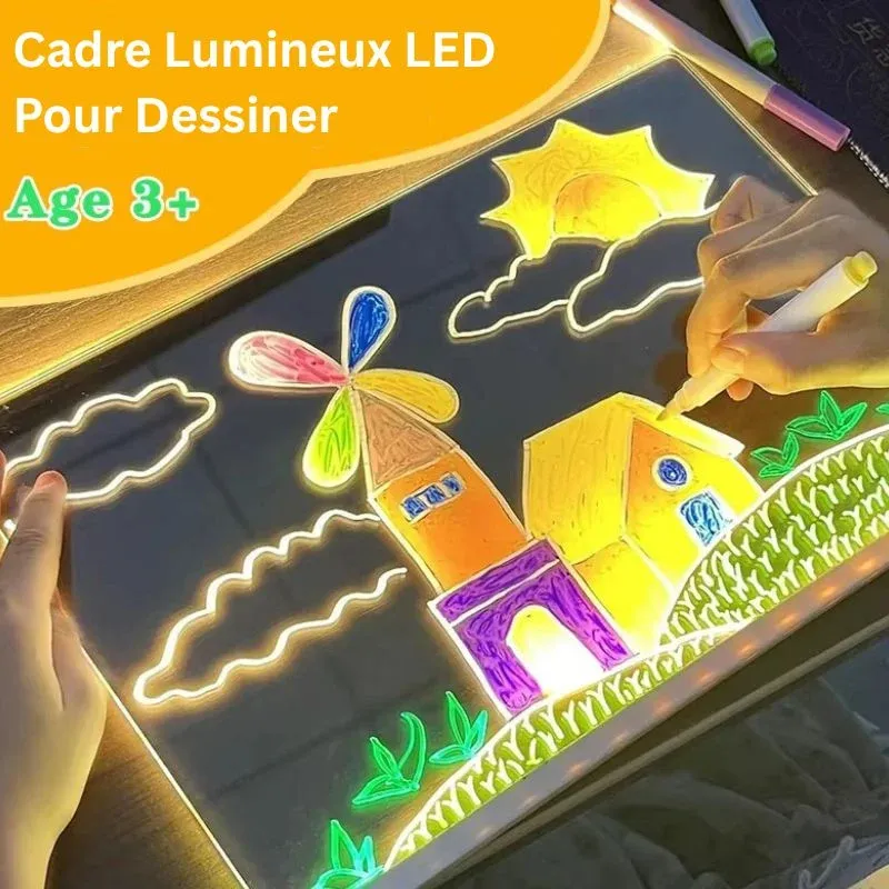 🖌Le Cadre Lumineux qui Éveille la Créativité des Enfants! (Peut être dessiné à plusieurs reprises)