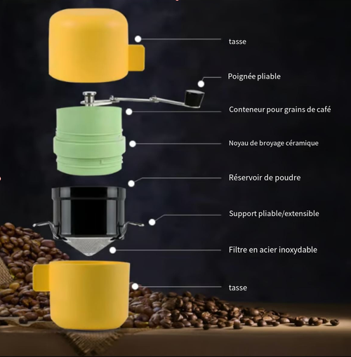 🎉Cafetière portable de voyage avec moulin manuel☕