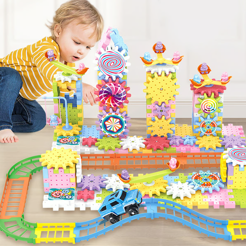 Blocs de construction d'engrenages électriques assemblés pour enfants