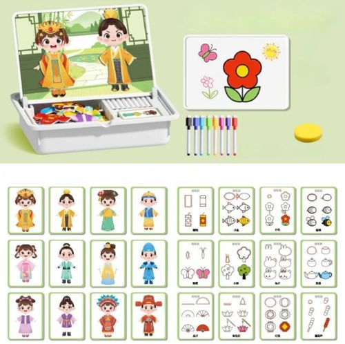 Puzzle magnétique pour enfants, jeu de voyage, déguisement, double face, jouet éducatif préscolaire