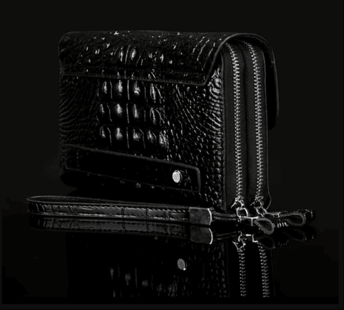 Pochette homme en cuir crocodile