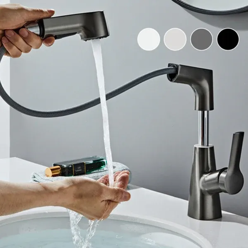 Robinet de salle de bain monotrou avec douchette extractible