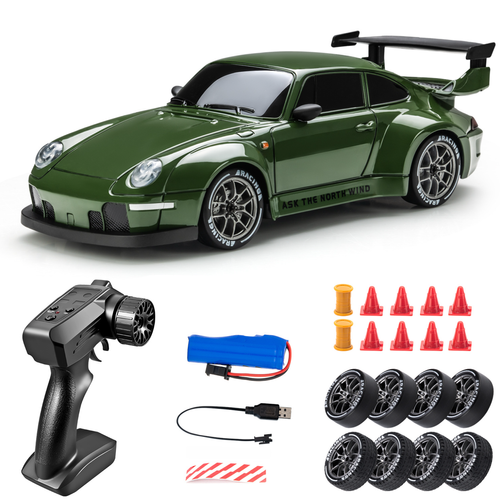 Voiture de drift à grande vitesse télécommandée à demi-échelle 1:24 （2 piles）