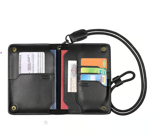 Portefeuille multifonctionnel en cuir de vache, sac de rangement pour passeport, billet de voyage, porte-passeport