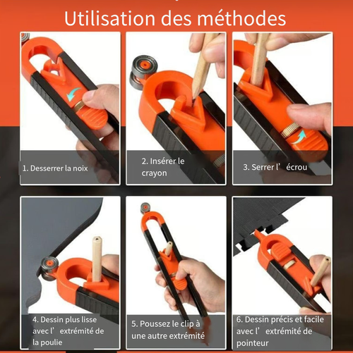 🔥Jauge de contour précise avec verrouillage+10 crayons
