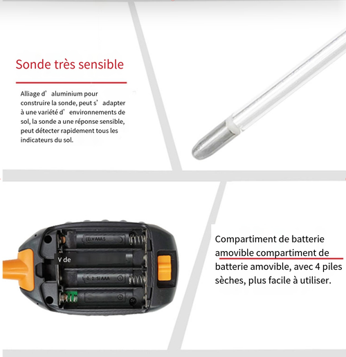 Testeur de sol numérique 4 en 1, grand écran LCD, sonde pour une mesure rapide et précise