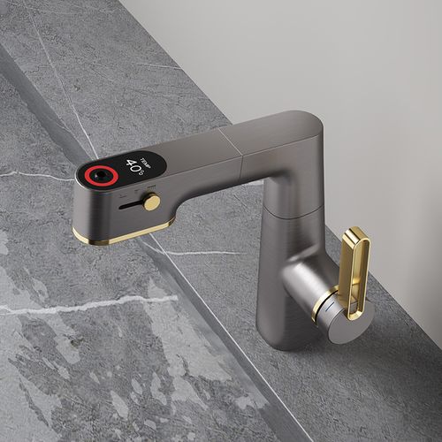 Robinet de lavabo extractible à affichage LED à 3 modes de débit d'eau