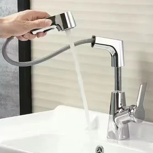 Robinet de salle de bain monotrou avec douchette extractible