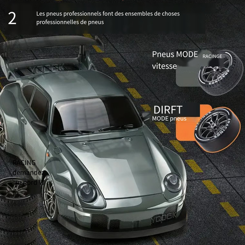 Voiture de drift à grande vitesse télécommandée à demi-échelle 1:24 （2 piles）