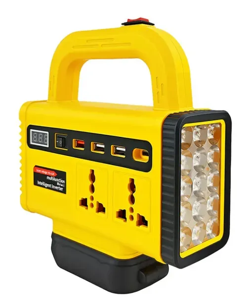 Convertisseur de puissance portable avec lampe de travail LED. Capacité de la batterie : 9 000 mAh