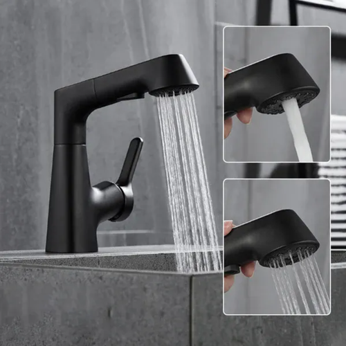 Robinet de salle de bain monotrou avec douchette extractible
