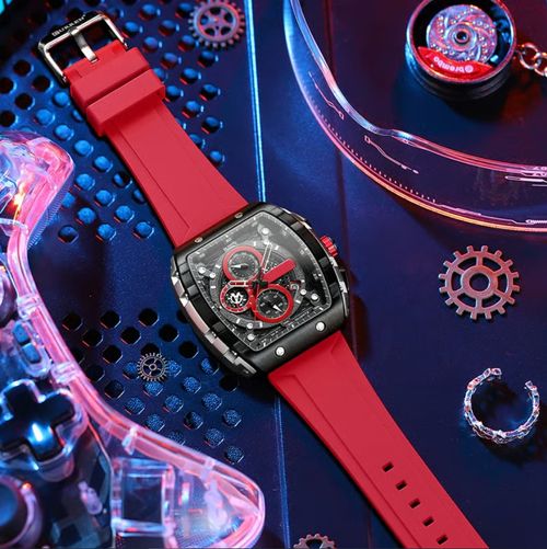 Montre à quartz multifonctionnelle pour homme, style futuriste cyberpunk