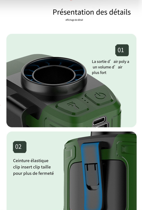 Ventilateur de camping rechargeable pour l'extérieur (5 000 mAh 10 000 mAh)