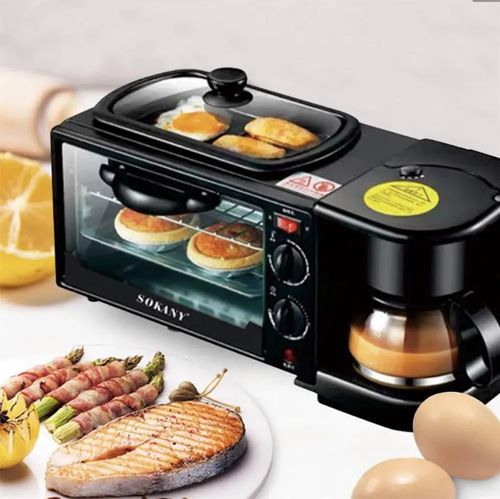 Machine à petit-déjeuner 3 en 1 appareils électroménagers four de cuisson gril à café machine à pain